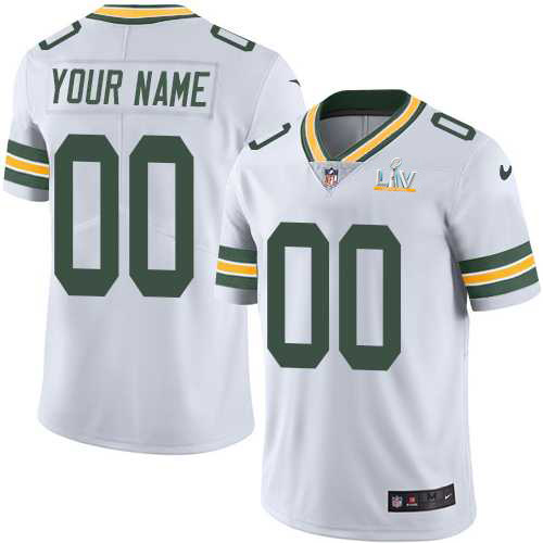 Men's Green Bay Packers White NFL 2021 Customize Super Bowl LV Limited Jersey